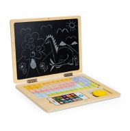 Dřevěná magnetická tabule vzdělávací notebook s telefonem a písmeny růžová ECOTOYS