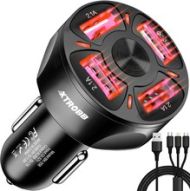 Nabíječka do auta, 4 konektory USB, Quick Charge + kabel MicroUSB, Lighting, USB-TYP C  Xtrobb 19907