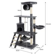 Purlov 21713 Škrabadlo pro kočky 141 cm - Kočičí strom šedý